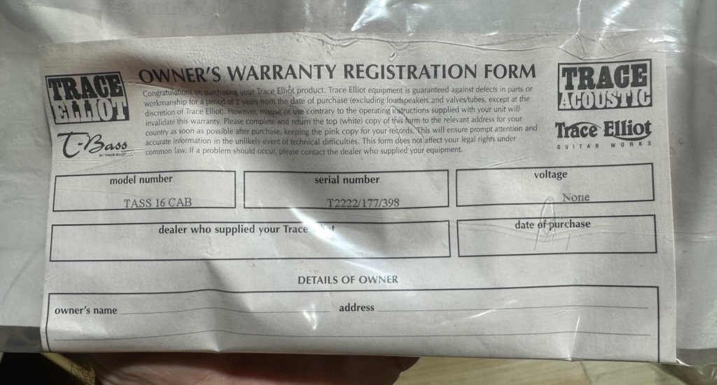 1998 Trace Elliot TASS 16 CAB PA Speakers NOS