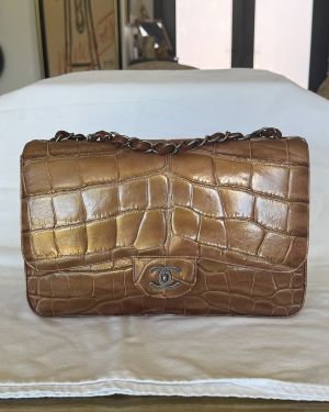 2015 Chanel Jumbo Classic Iridescent Dark Bronze Alligator