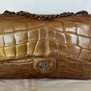 2015 Chanel Jumbo Classic Iridescent Dark Bronze Alligator