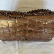 2015 Chanel Jumbo Classic Iridescent Dark Bronze Alligator